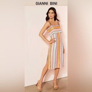 Gianni Bini Multicolor Striped Midi Dress